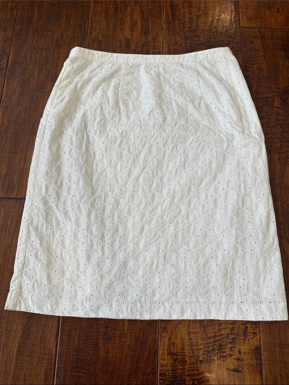 Boden White Eyelet Pencil Skirt Size 6